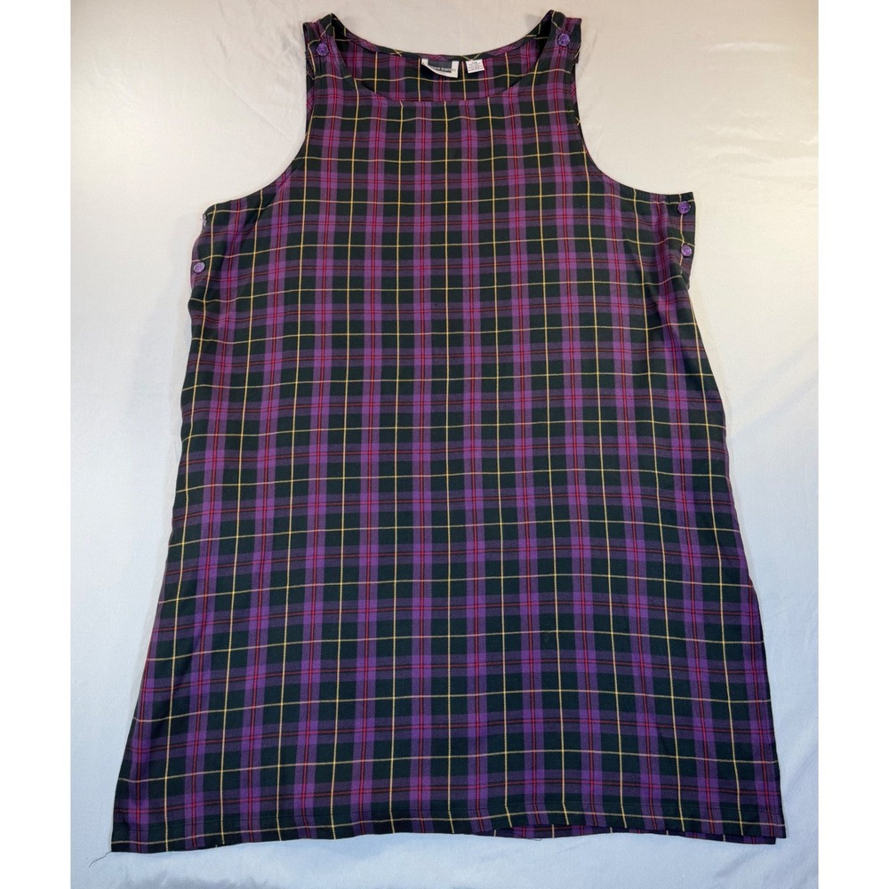 Vintage Jumper Dress Tartan Plaid Wool Blend 24W Pinafore Grandmacore Fall